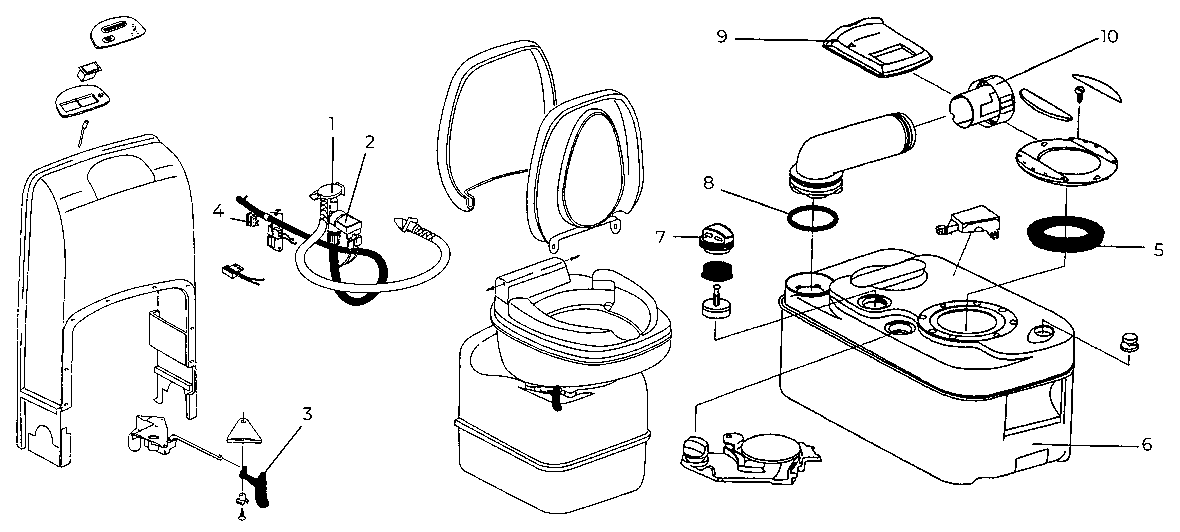 Thetford Cassette C200 S/CS exploded parts diagram