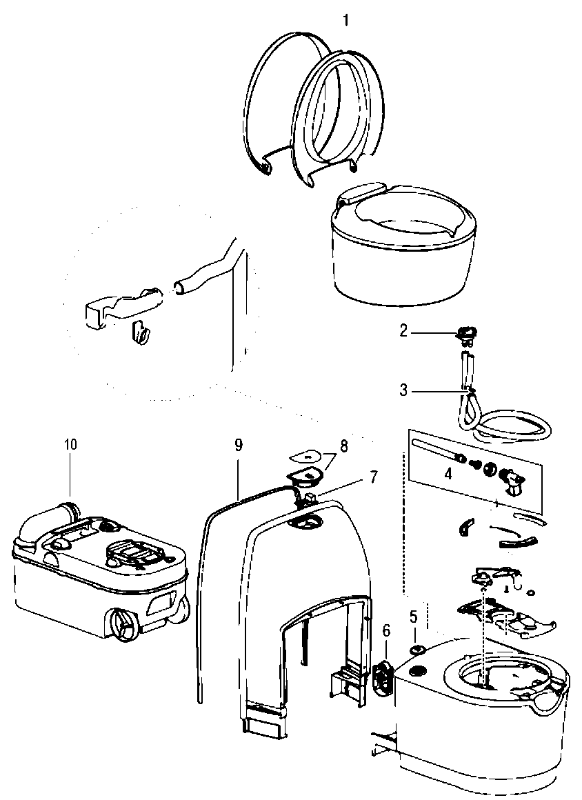 Thetford Cassette C223 CS exploded parts diagram