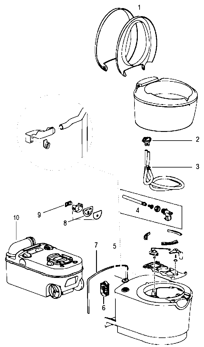 Thetford Cassette C223 S exploded parts diagram