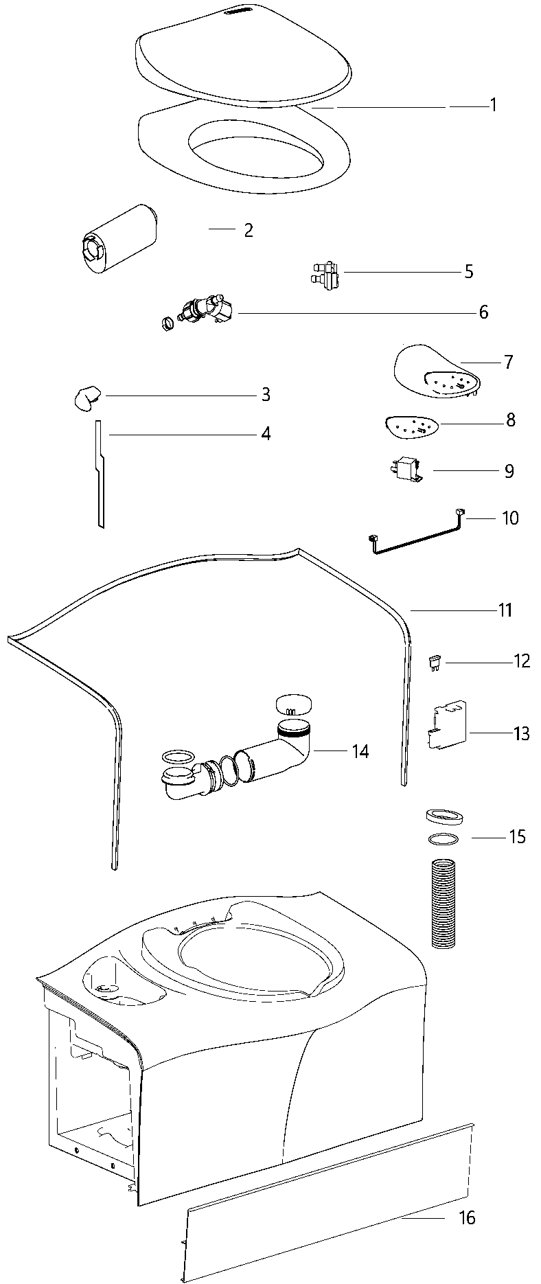 Thetford Cassette C402C/C403L exploded parts diagram